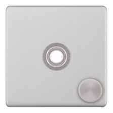 Screwless Satin Chrome **EMPTY** Dimmer Plate - 1 Gang Empty Plate With Knob