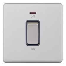 Screwless Satin Chrome 45A Cooker / Shower Switch - 1 Gang With Neon