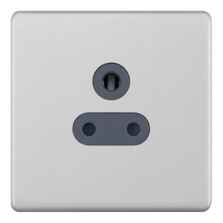 Screwless Satin Chrome Round Pin Lighting Socket - 5A Unswitched