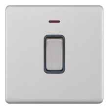 Screwless Satin Chrome 20A DP Isolator Switch - 1 Gang With Neon