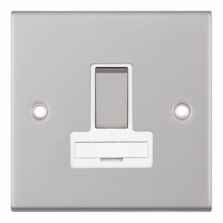Slimline 13A Switched Fused Spur - Satin Chrome - With White Interior