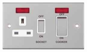 Slimline 45A Cooker Control Unit-Neon-Satin Chrome - With White Interior