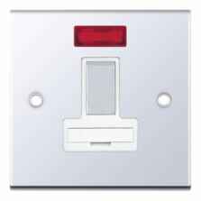 Slimline 13A Switched Fused Spur - Neon - P/Chrome - With White Interior