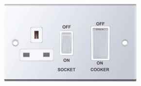 Slimline 45A Cooker Control Unit - Polished Chrome - With White Interior