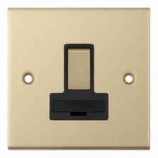 Slimline 13A Switched Fused Spur - Satin Brass - With Black Interior