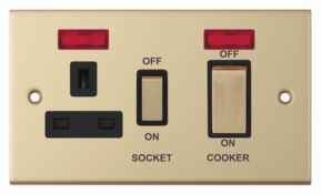 Slimline 45A Cooker Control Unit-Neon- Satin Brass - With Black Interior