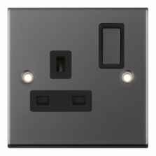 Slimline Black Nickel Single Socket  - With Black Interior