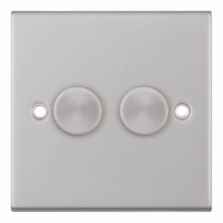 Slimline Satin Chrome Dimmer Switch  - 2 Gang 2 Way 400W