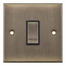 Slimline Antique Brass Light Switch -  - 1 Gang Retractive 'Bell" Push