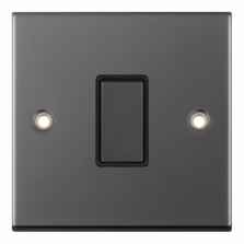 Slimline Black Nickel Light Switch  - 1 Gang 2 Way Single