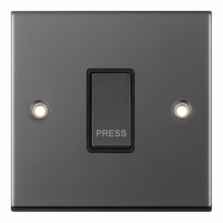 Slimline Black Nickel Light Switch  - 1 Gang Retractive 'Bell" Push