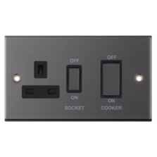 Slimline Black Nickel Cooker Switch - Without Neon
