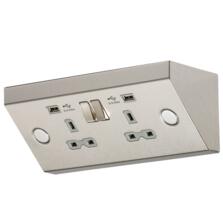 Worktop Kitchen Double Socket With USB Chargers