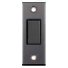Slimline Black Nickel Architrave Light Switch - With Black Interior