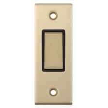 Slimline Satin Brushed Brass Architrave Light Switch - With Black Interior