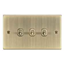 Antique Brass Toggle Light Switch - 3 Gang 2 Way Triple