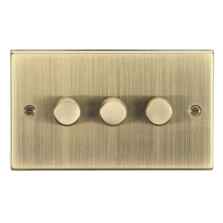 Antique Brass Dimmer Light Switch - 3 Gang 2 Way 10-200w Triple