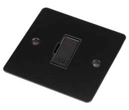 Flat Plate Matt Black Fused Spur 13A - Unswitched With Black Interior	
