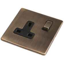 Screwless Antique Brass USB Socket - Single With 1 x USB A