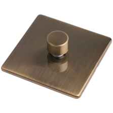 Screwless Antique Brass Dimmer Switch - Single 400w 1 Gang 2 Way