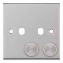 Satin Chrome **EMPTY** LED Dimmer Switch Plate - 2 Gang EMPTY