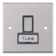 Satin Chrome & Grey 13A Fused Spur Connection Unit - Switched 