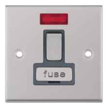 Satin Chrome & Grey 13A Fused Spur Connection Unit - Switched With Neon