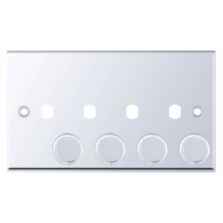 Polished Chrome **EMPTY** LED Dimmer Switch Plate - 4 Gang Quadruple Empty Plate