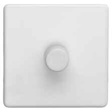 Screwless Concealed White Metal Dimmer Switch - Single 1 Gang 2 Way 60-400w