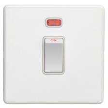 Screwless Concealed White Metal 20A DP Isolator Switch