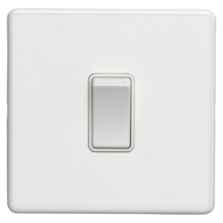 Screwless Concealed White Metal Light Switch - Single 1 Gang