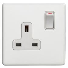 Screwless Concealed White Metal Single Switched Socket
