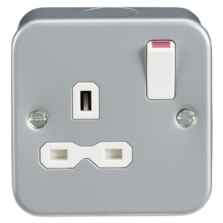 Metal Clad 13A 1G DP Switched Socket - Single 1 Gang