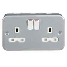 Metal Clad 13A 2G DP Switched Socket - Double 2 Gang