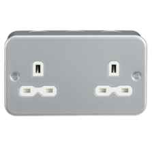 Metal Clad 13A 2G Unswitched Socket - Double 2 Gang 