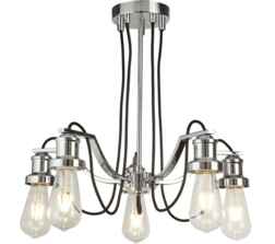 Ceiling 5 Light Chrome Finish With Black Braided Fabric Cable *Out of stock till 27/2/21** - 1065-5CC