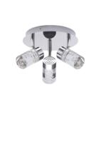  Felix 3 Light Flush LED Bathroom Ceiling Fitting In Polished Chrome And Clear Glass Finish