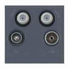 Eurodata Module 2 x Coaxial Male & Female + 2 x F-Type Satellite Isolated with Faraday Cage - Grey