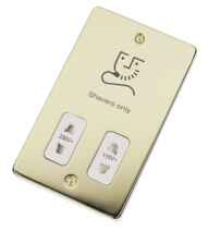 Polished Brass Shaver Socket - Dual Voltage - With White Interior