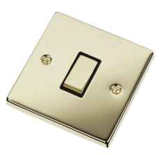 Polished Brass Intermediate Switch - 1 Gang - With Black Interior