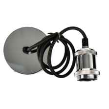 Brushed Chrome Vintage Pendant 1.2m Cable Set - With Black cable