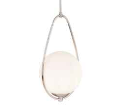 Light Ball Pendant With Opal Glass - Satin Silver/Opal Glass