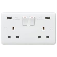 White 13A Double USB Socket Switched DP 