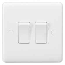White 10a Light Switch - 2 Gang 2 Way