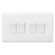 White 10a Light Switch - 4 Gang 2 Way