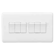 White 10a Light Switch - 6 Gang 2 Way