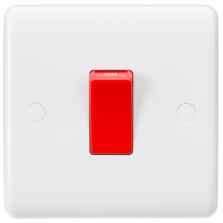 White 45A DP Cooker / Shower Switch - 1 Gang