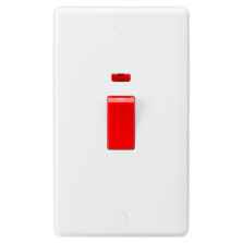 White 45A DP Cooker / Shower Switch - 2 Gang With Neon