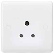 White 5A Single Round Pin Socket - Pack of 1