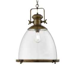 Antique Brass Industrial Pendant/Clear Glass  - 6659